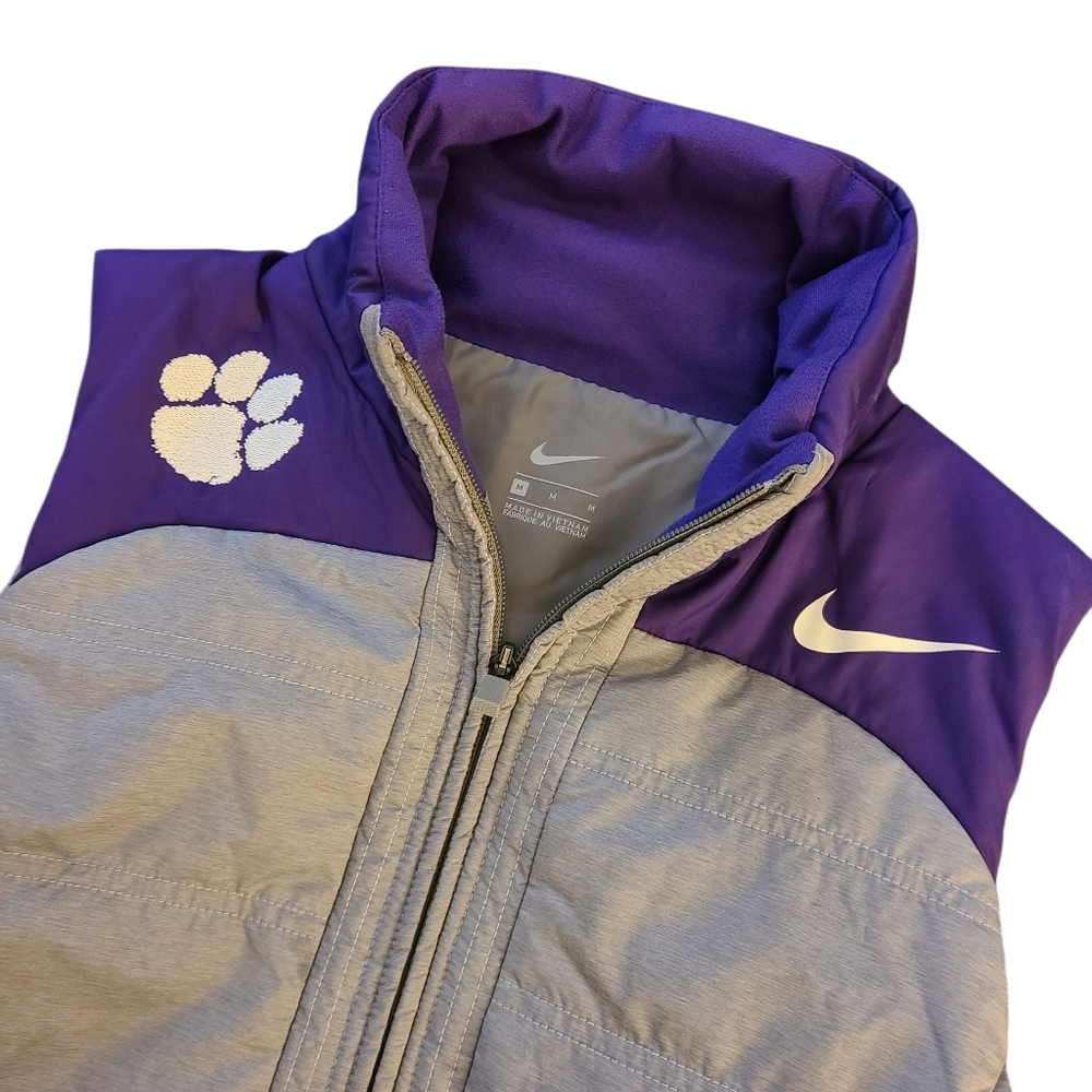 Nike Women's Medium University Of Clemson Tigers Purple & Gray Puffy Vest